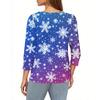 Women's Fashion Casual 3/4 Christmas Print Color Shirt Women's Round Neck Tops