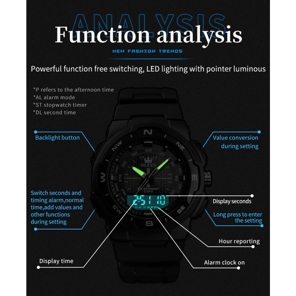 OLEVS Pánské hodinky Multifunkční chytré sportovní digitální hodinky Vodotěsné pánské hodinky