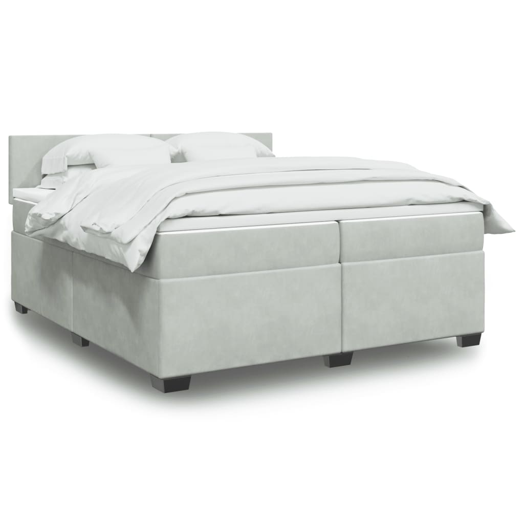 Vidaxl Letto Continentale Con Materasso, Grigio Chiaro, Velluto, 200X200Cm
