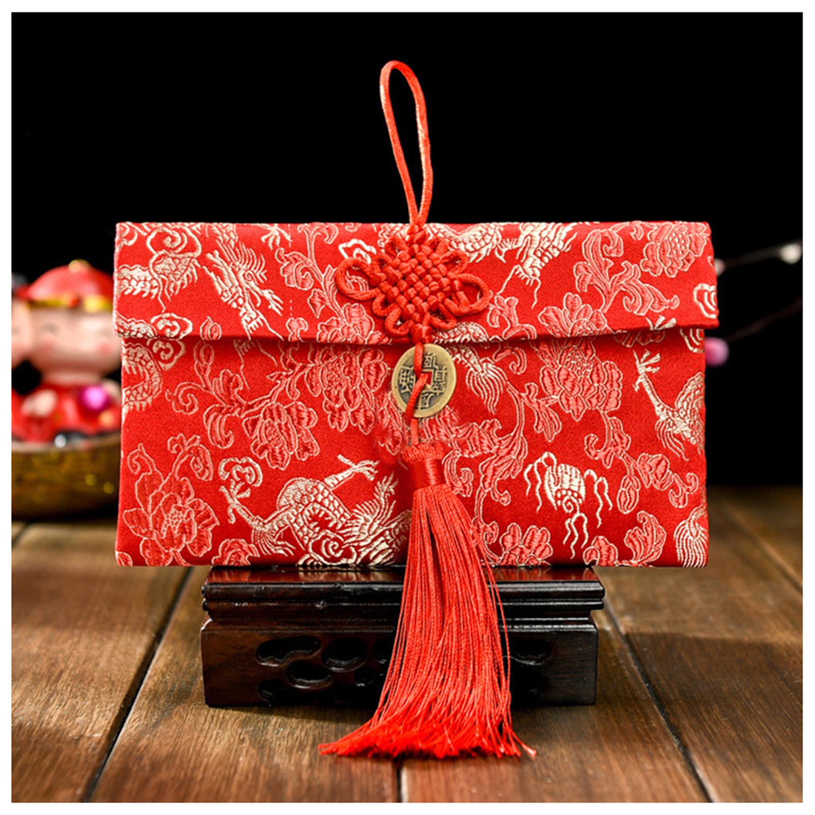 

Chinese Brocade Red Envelope Bag Spring Festival Luck Red Packets Bag 2026 New Year Decoration For Chinese Wedding Birthday