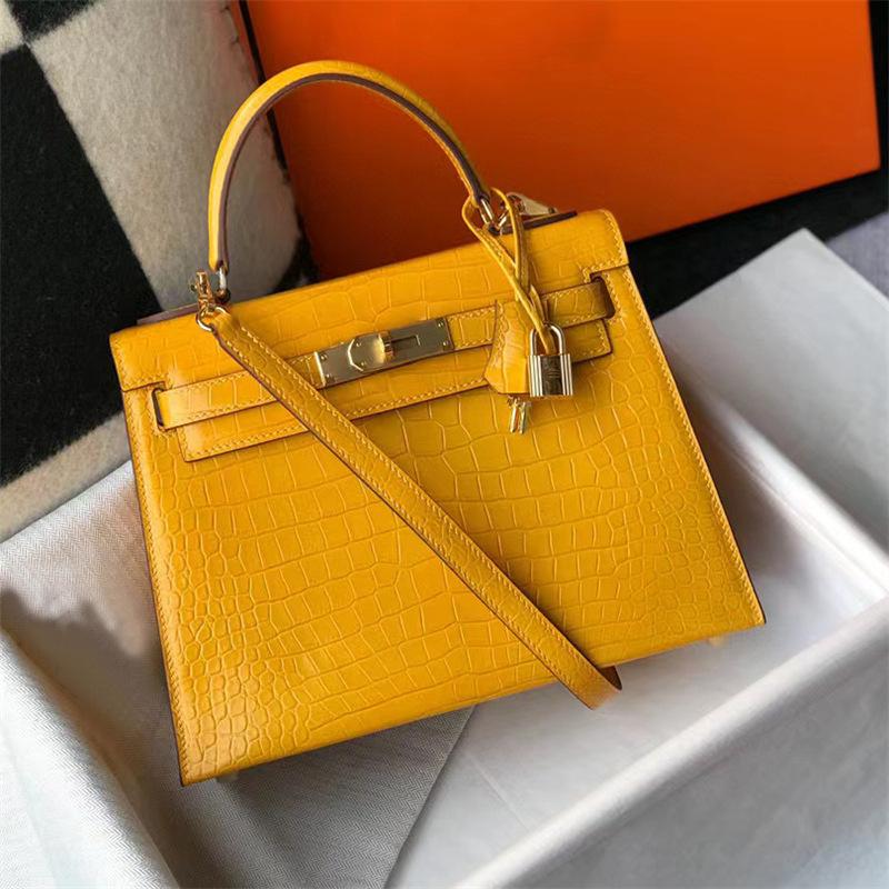 Haute Couture  Classic 25 Crocodile Pattern Head Layer Leather Shoulder Cross Carrying Bag Fashion Texture Women's Bag