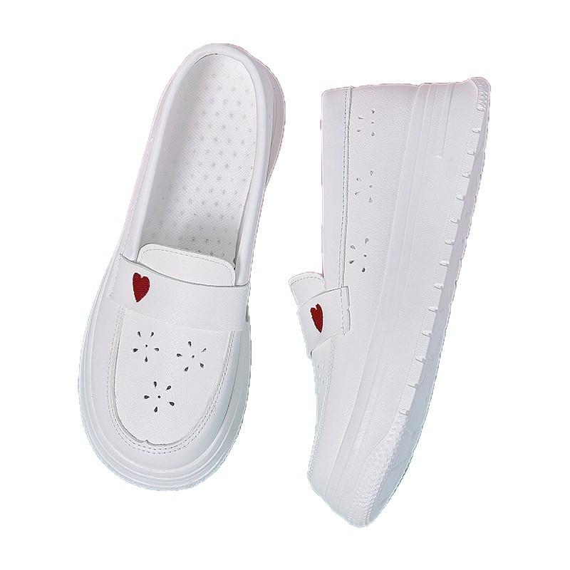 Hollow-out Summer Heightening Medical Nurse Shoes Women's Soft Sole Breathable Thick Sole Not Tired Feet Work White Shoes