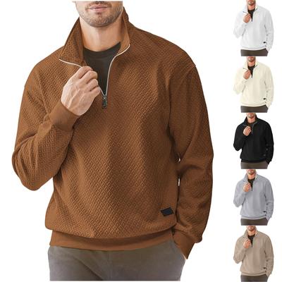 Erkek Sweatshirtleri Günlük Uzun Kollu Düz Renk Geometrik Doku Kazak Örme Sweatshirt