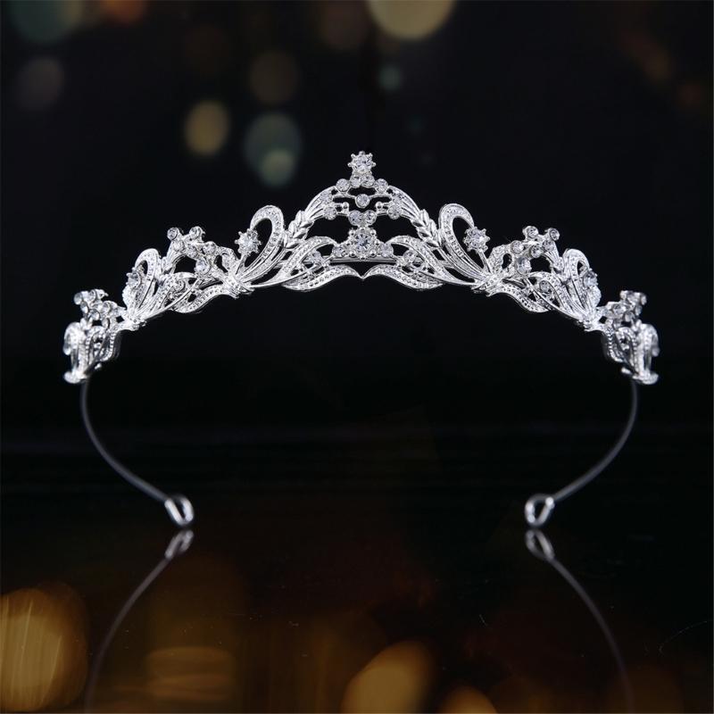 Fashionable Silver Bridal Tiaras with Rhinestones Adjustable Queen Crowns Portable for Prom and Stage Performances