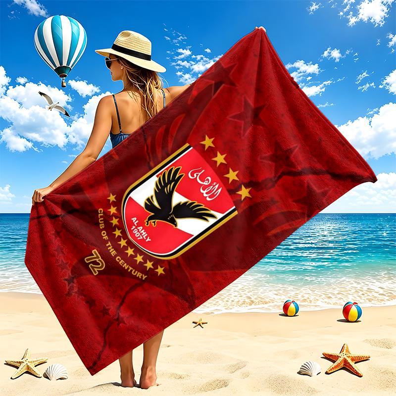 Al Ahly FC Beach Towel Quick Dry Soft MicrofiberSand Resistant Oversized Cabana Bath Sheet for Swimming Pool Travel Gift