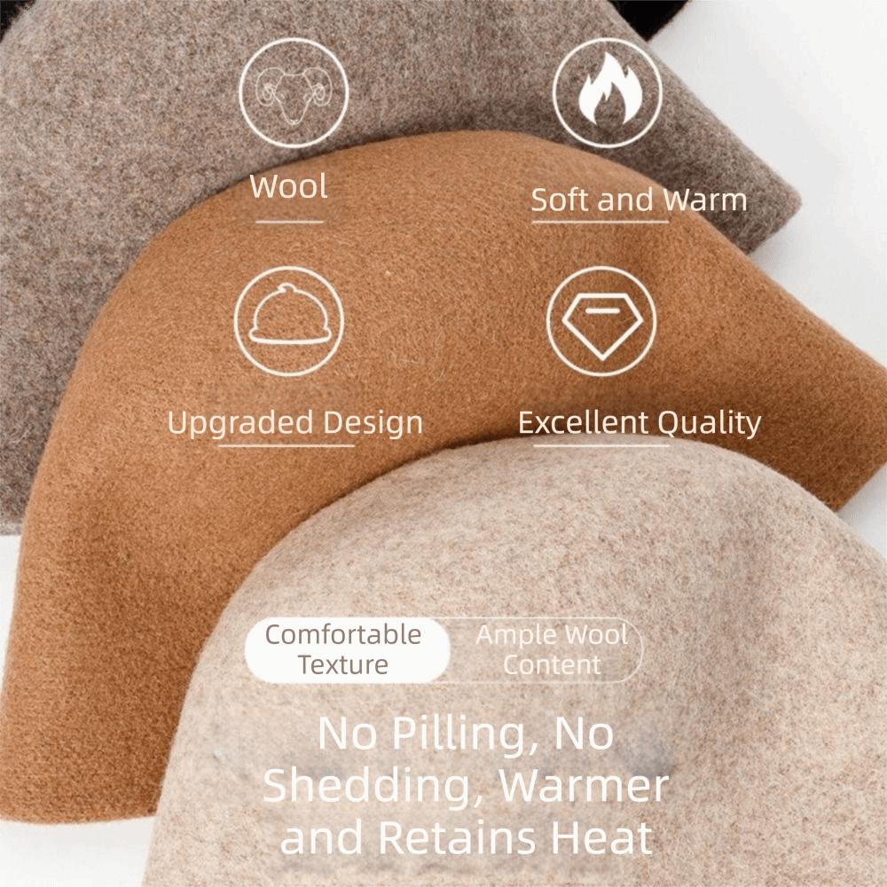 Windproof Wool Fisherman Hat Solid Color Fedora Hat Fashion Basin Hat  Women
