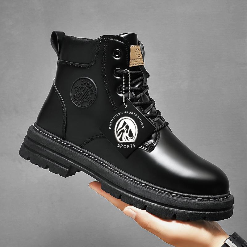 Classic Men Boots Men's High Top Leather Work & Safety Shoes Motorcycle Outdoor Breathable Ankle Labor Protection Yellow Boots