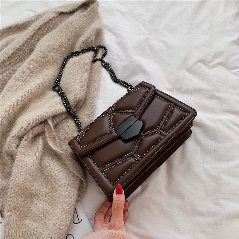 2023 Summer Women's Crossbody Square Bag: Fashionable Studded Single Shoulder Chain Bag