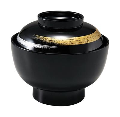 Fukui Craft Zoni Black Kasuri 33710920 Heat-Resistant 4.5-inch Bowl, Pattern,