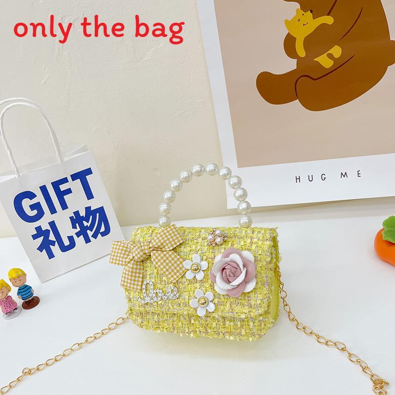 Borsa da ragazza elegante in cotone con decorazioni di perle artificiali per l'uso quotidiano