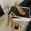 Fashion 2025 Summer Fashion Patent Leather Platform Wedges Women Gladiator Sandals Sexy Hollow Out High Heels Party Dress Chunky Shoes