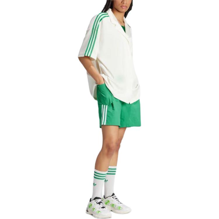 adidas Originals Logo Streifen Lässiges Kurzarmhemd Damen Tops Aprikose JH0614