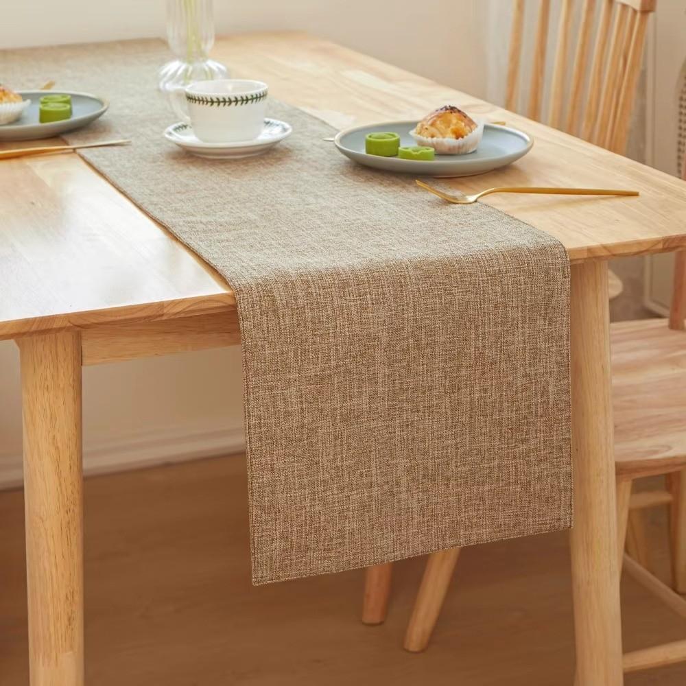 Linen Table Cloth Solid Color Dining Tables Decor Simple Table Runner