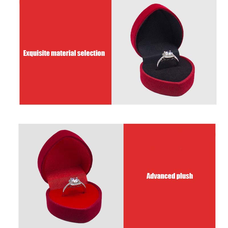 1Pc High End Plush Heart-Shaped Ring Gift Box, Plush Ring Storage Box, Exquisite Heart-Shaped Ring Jewelry Box Used for Proposal Engagement Wedding