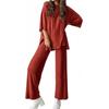 Women's 2 Piece Outfit Oversized Half Sleeve Top Wide Leg Pants Set Casual Loungewear