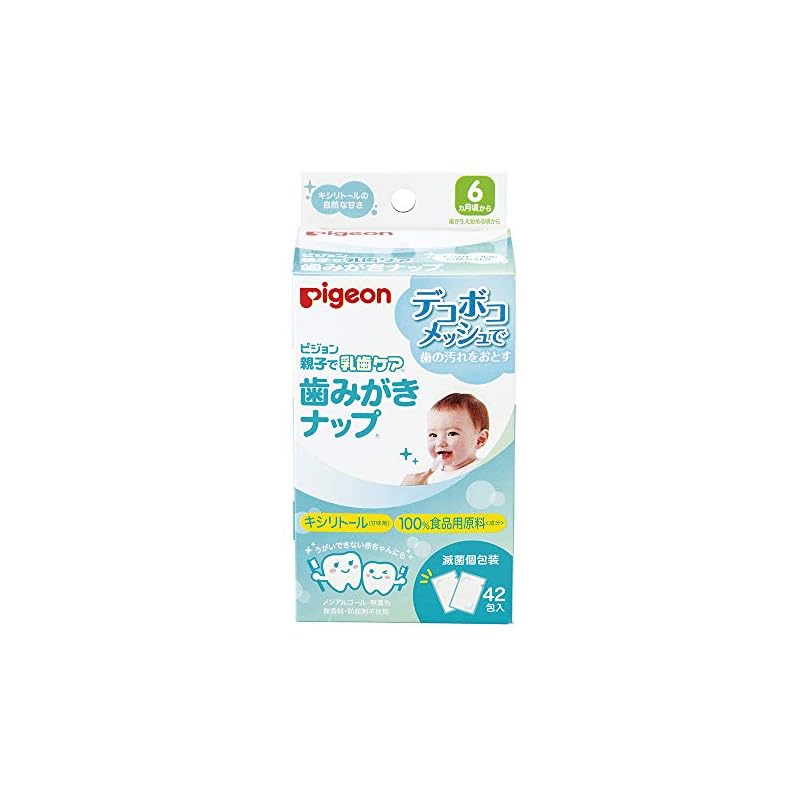 PIGEON Parent & Child Baby Tooth Care Toothbrushing Wipes, 42 wipes