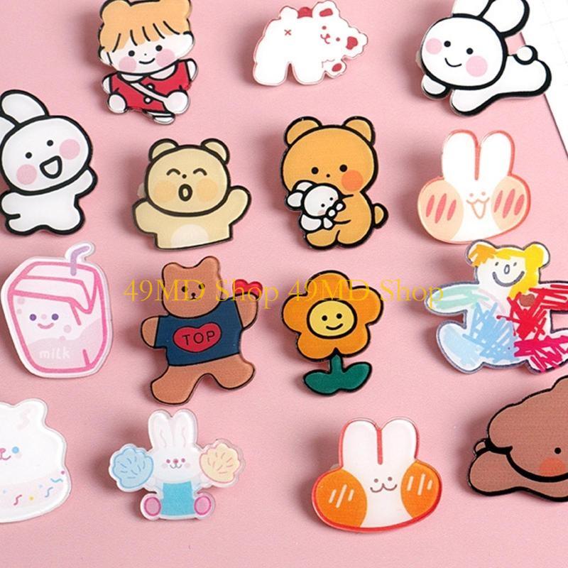 49MD Cartoon Pin Badge Lovely Acrylic Brooch Bag Decorations for Clothes Caps