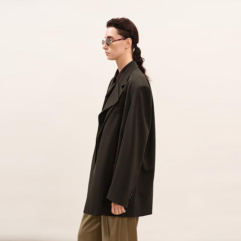 LESS Women's Wool Blend Loose Long Blazer