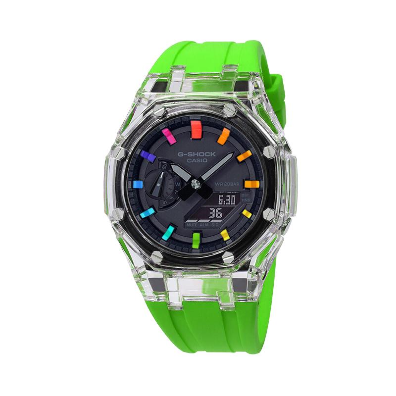CASIO Unisex Liquid Crystal/Analog Dual Display Series Black Watch GA-2100-1A1(Watch4--)