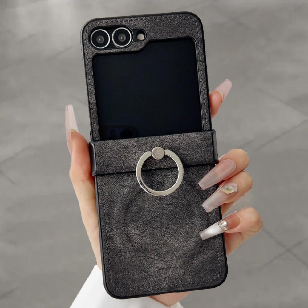 

Роскошный кожаный чехол-кольцо с бриллиантом для пальца для Samsung Galaxy Z Flip 6 5 4 3 ZFlip6 ZFlip5 ZFlip4 ZFlip 3 противоударный чехол For Samsung Galaxy Z Flip 5