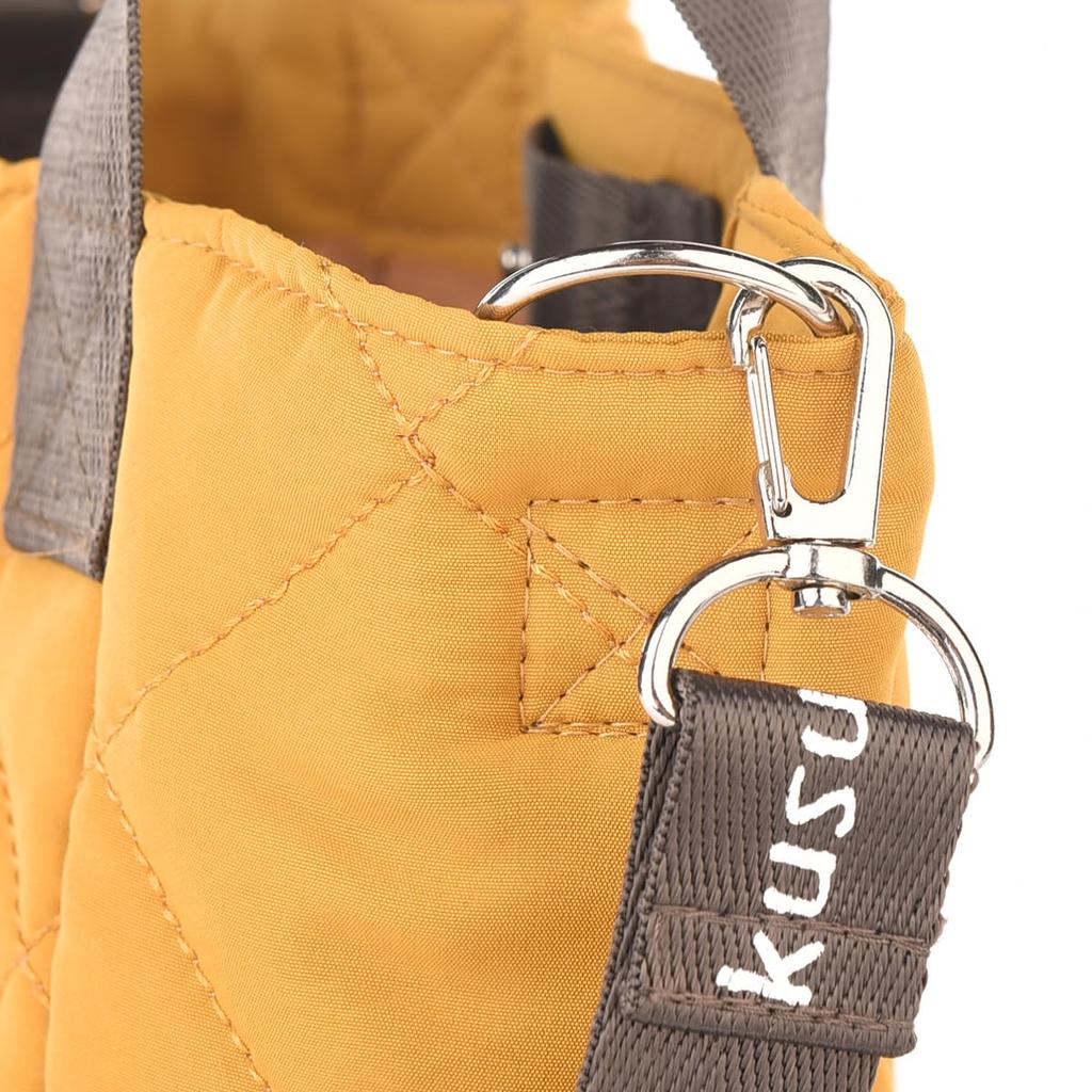 [Kusuguru Japan] Water-Repellent Quilted Polyester Tote Bag, 2-Way, Women's, Mustard