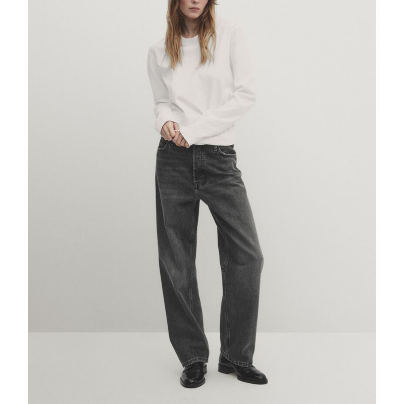 MD Spring New Arrival Women's Clothing Minimalist Style Basic All-Matching round Neck Cotton Base Long Sleeves Heavy Weight T-shirt 6884905