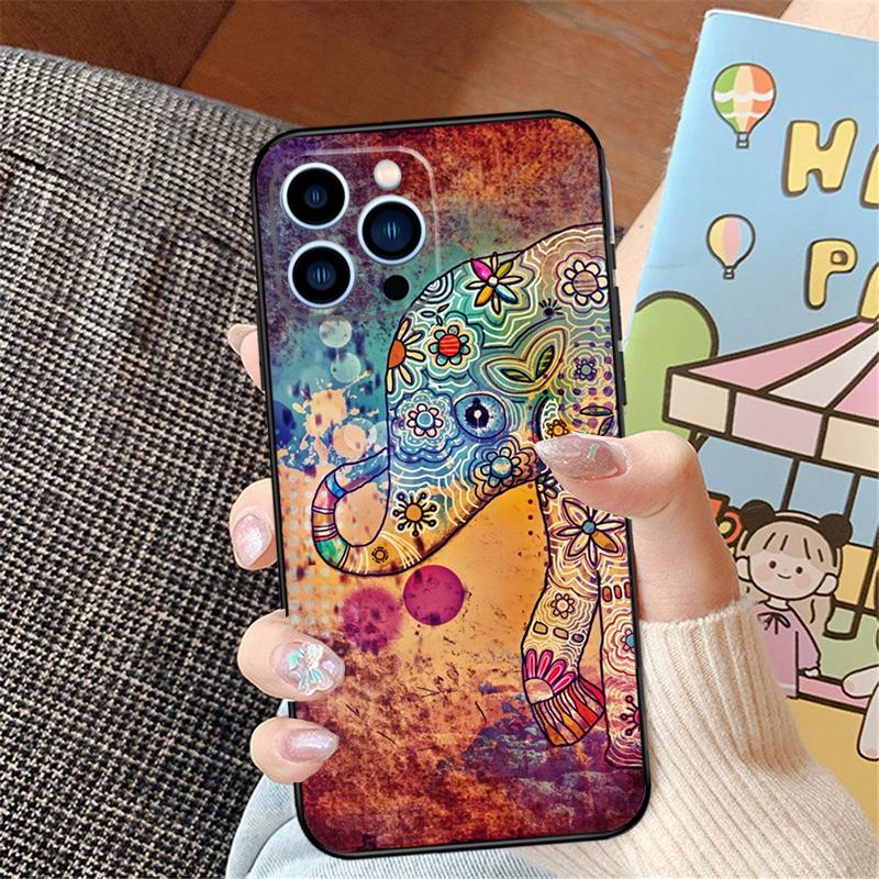 Cute Elephant Phone Case For iPhone 16 Pro Max 15 14 11 12 13 Pro Max Mini XR 16e 16 15 Plus Bumper Cover