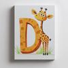 Plakat Żyrafa Z Literą D Plakat Żyrafa Z Literą D, 50X70 Cm, Bez Ramy, Płótno Premium Na Blejtramie