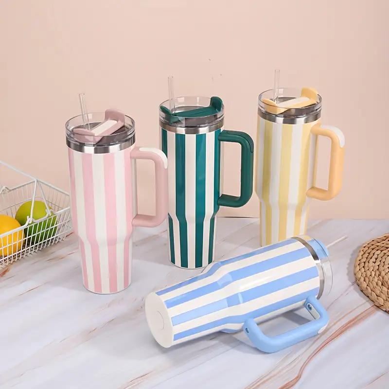 40oz Thermal Bottle With Straw Handle and Lids Drinkware Hot Cold Stainless Steel Thermos Portable Car Coffee Cups Thermal Mug
