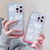 White Love Pattern Invisible Stand Holder Case For Iphone 13 11 12 14 Pro Max 14 Plus Lovely Bracket Soft Shockproof Cover