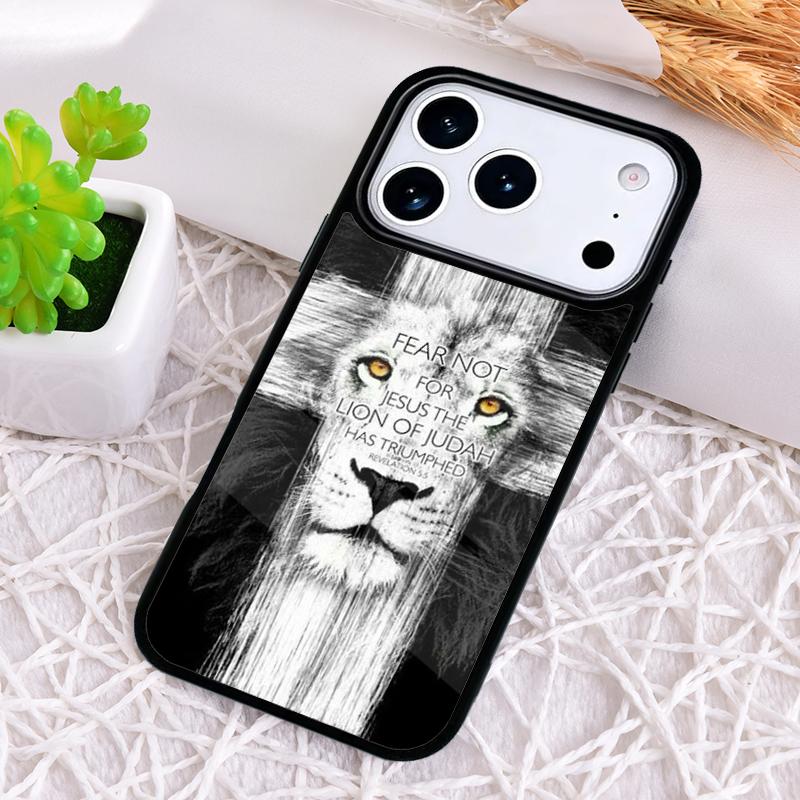 Lion Face Cross - Animal Phone Case for iPhone 17 Air 16 15 11 12 14 13 Pro Max Shockproof Cover