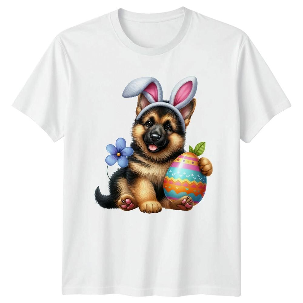 Cute GerUnisex Shepherd Puppy Easter Bunny TShirt Dog Lovers Easter Gift For Him S
