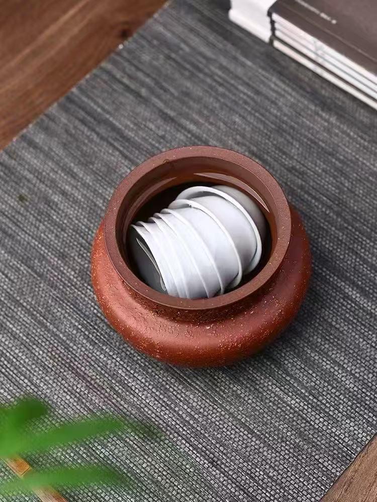 Yixing Zisha Handmade Ceramic Tea Waste Bowl Pen Holder