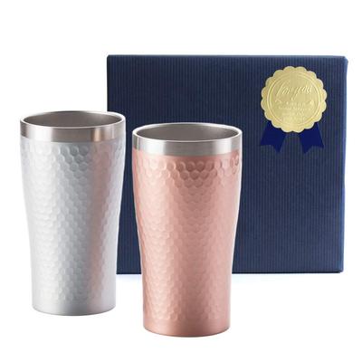 Marusankondo Beer Glass Stainless Steel Thermo Tumbler Silver Pink 370ml Vacuum Insulated Gift Wrapping Diana 05677 2 Pieces &