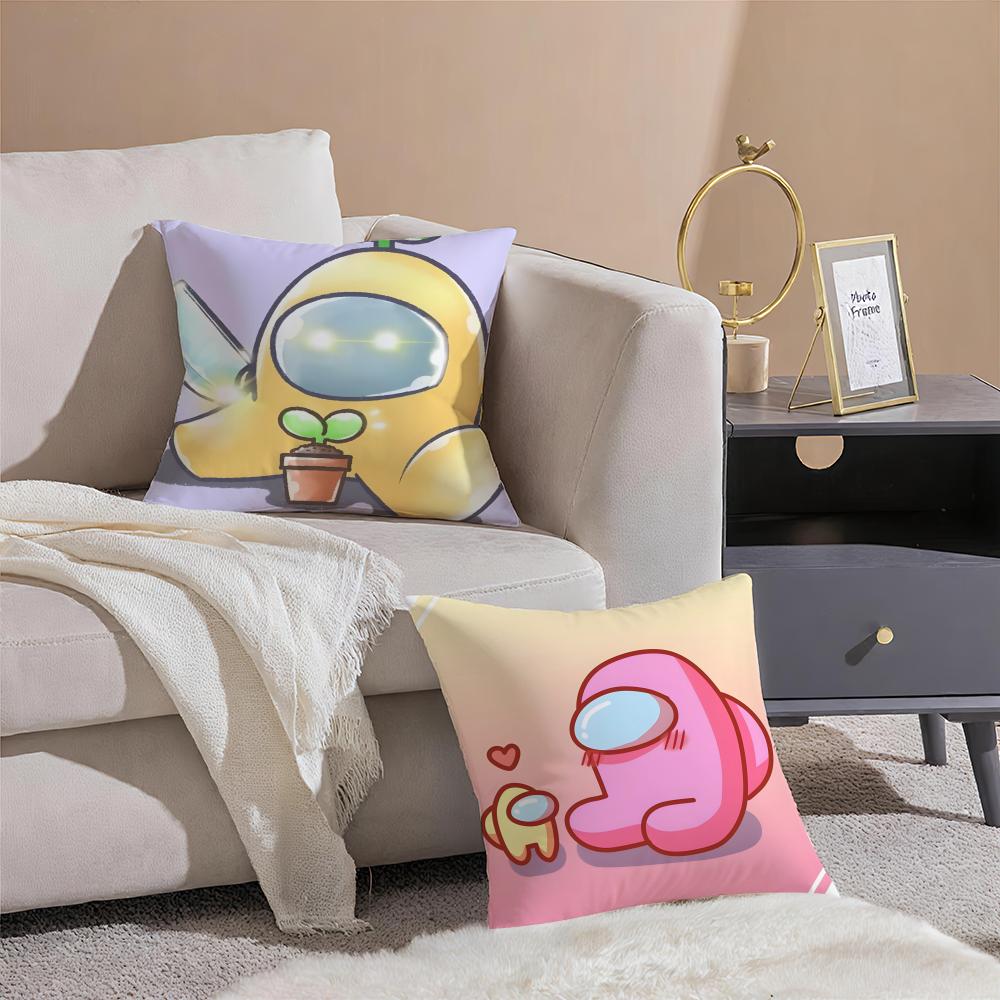 Fun Deduction Party Board Game AAmong Us Cushion Cover Pillowcase Short Plush Invisible Zipper Room Sofa Cushion Cover