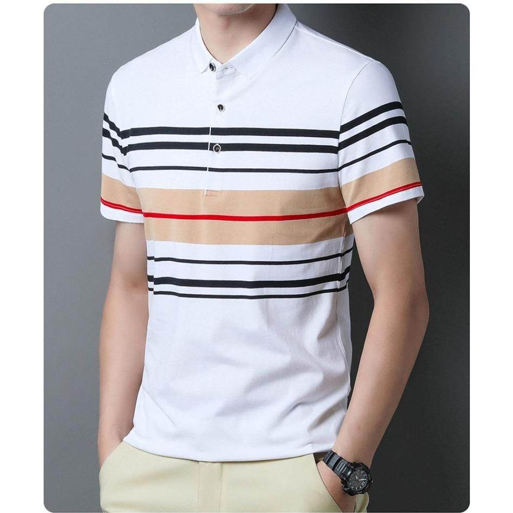 

Мужская футболка-поло с короткими рукавами и горизонтальной полоской, молодежный деловой стиль, темперамент, лацкан, конференц-топ, универсальная 5XL