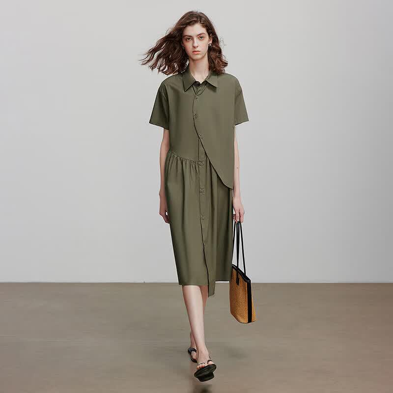 Chuyu Asymmetric Deconstructed Shirt Dress