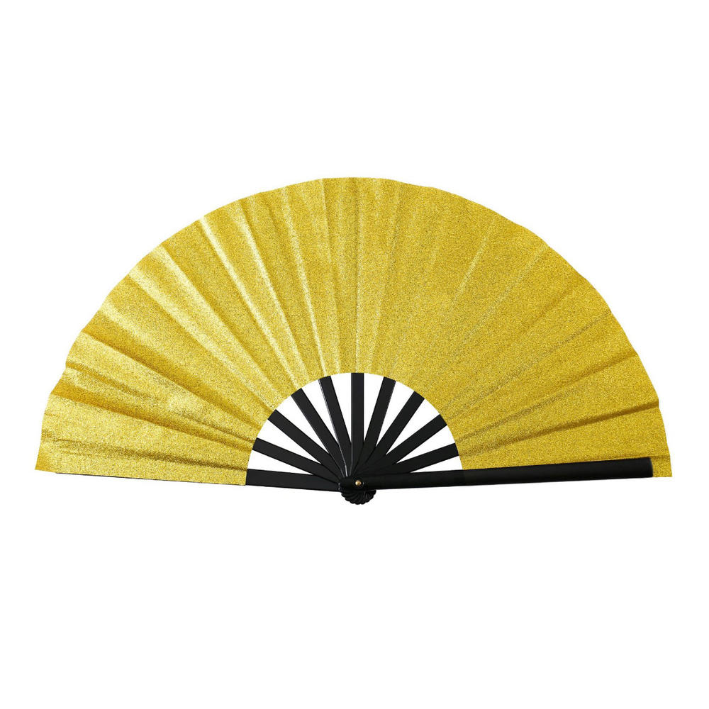 New Foldable Bamboo Fan 33cm Lightweight Holding Laser Colors Hand Fan Portable PVC Clack Clapping Fans for Line Dancing