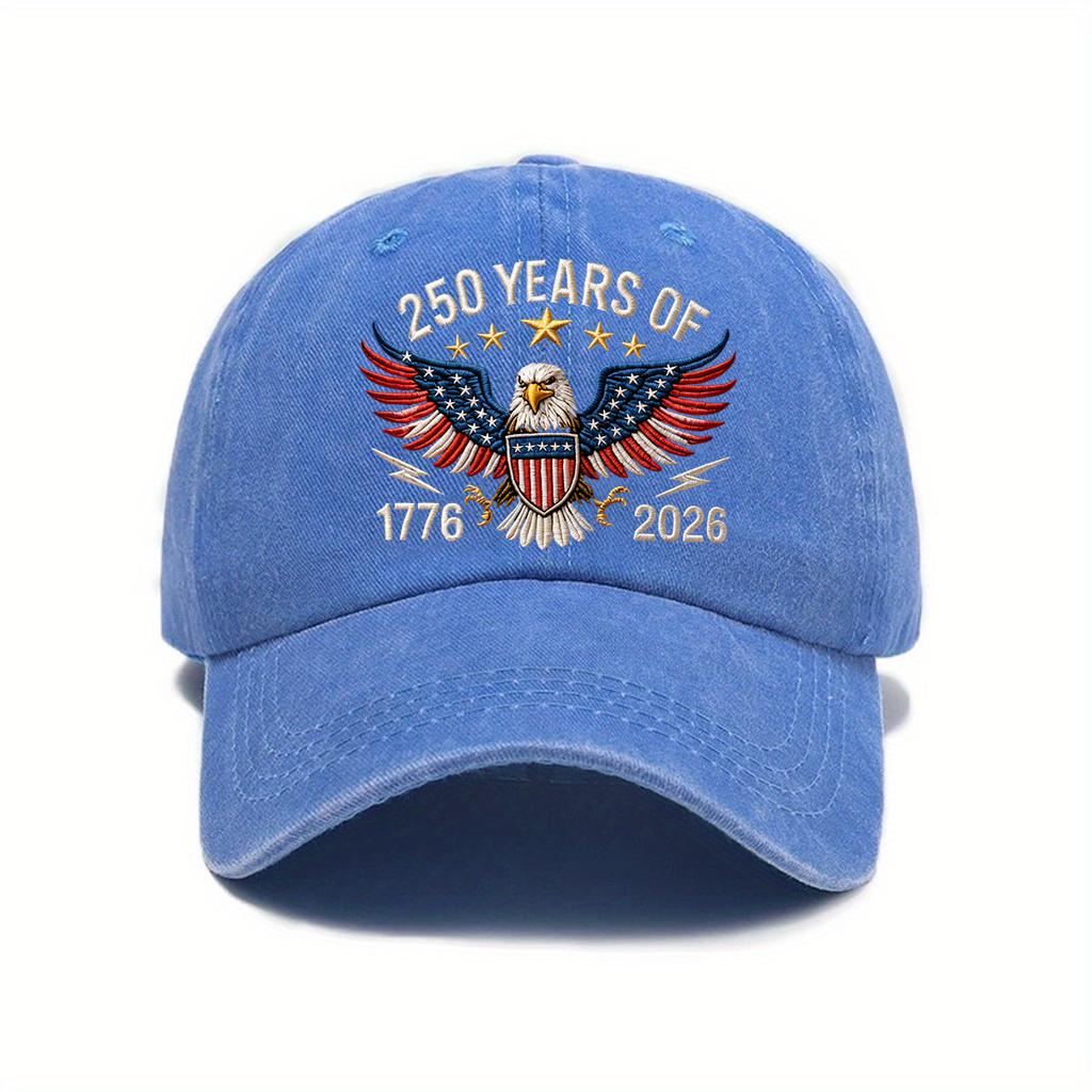 Independence Day Print Curved Along Soft Top Vintage Washed Outdoor Baseball Hat