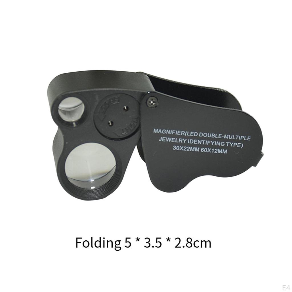 Jewelers Loupe Magnifier 2 Lens with Light Easy To Use Gift Practical Handheld Foldable 30x 60x for