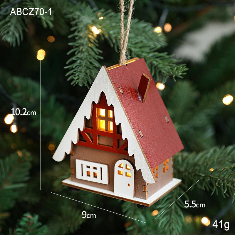 Christmas LED Light Wooden House Luminous Cabin Merry Christmas Decorations for Home DIY Xmas Tree Ornaments Kids Gifts New