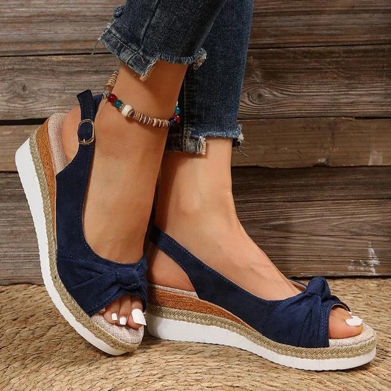 Fashion Women's Peep Toe Wedge Sandals Summer Lightweight Casual Platform Sandals Woman Non Slip Espadrilles Gladiator Shoes Plus Size