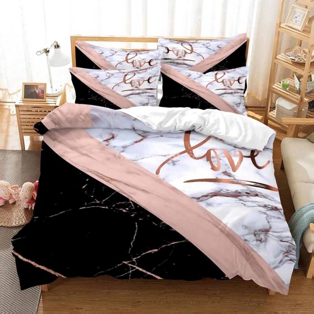 White Gold Marble Pattern Bedding Set Modern 3d Duvet Cover Sets Comforter Bed Linen Twin Queen King Single Size Fashion Luxury