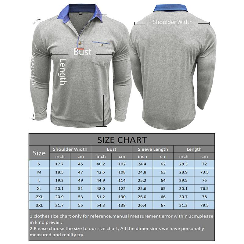 Men’S Long Sleeve Polo Shirt Casual Slim Fit Henley Collar T-Shirt With Pocket Smart Blend Tops
