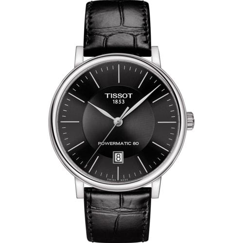 Tissot Carson Men's Watch with Leather Strap and Black Dial, Officially Imported, Model T1224071605100