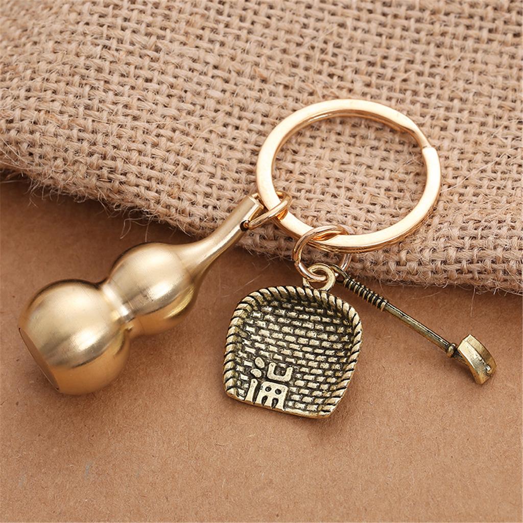 Hollow Designs Brass Gourd Keyring Offering Durability And Styles Portable for Personalize Accessories Enthusiasts