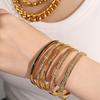 French Stainless Steel Bracelet Sweet Small Fresh Jewelry Does Not Fade Narrow Version Half Circle Full Diamond Buckle Bracelet Women