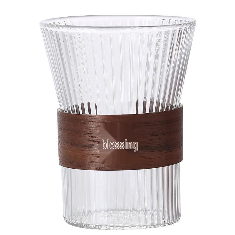 Japanese Ribbed Glass Heat-Resistant Cup - Vertical Stripe Design for Tea, Coffee, Pour-Over, and Water.