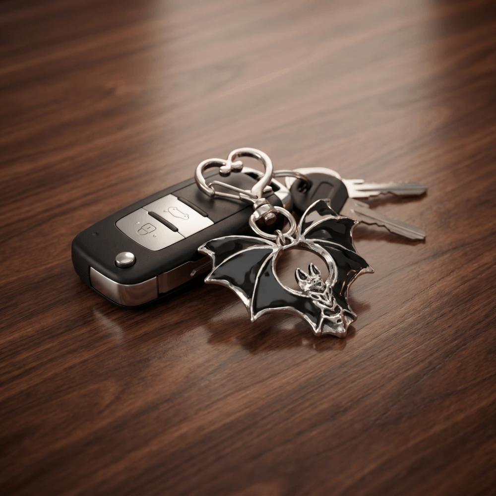 Enamel Halloween Bat Keychain Black Gothic Key Ring Retro Style Bag Charm Daily Use