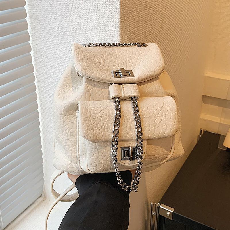Small Bag Chain Backpack Dámská špičková všestranná školní taška Travel Bucket Backpack